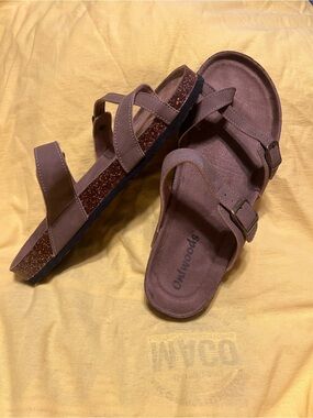 Outwoods Taupe Two-Strap Comfort Sandals